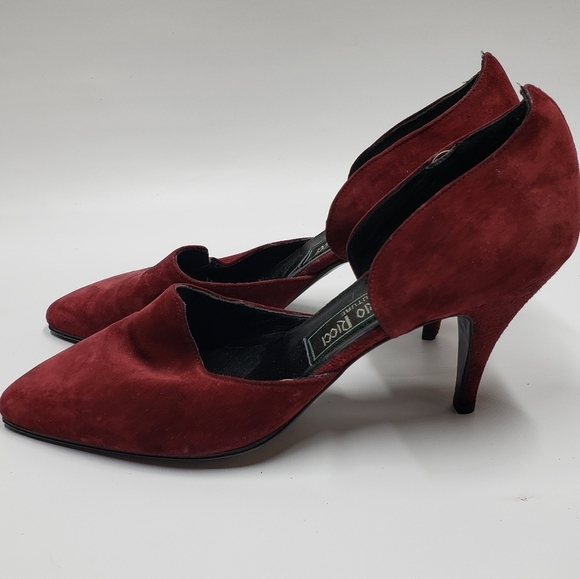 Vintage Vittorio Ricci Suede Closed Toe Pumps Size 5.5 Red Wine Colour - Picture 6 of 16